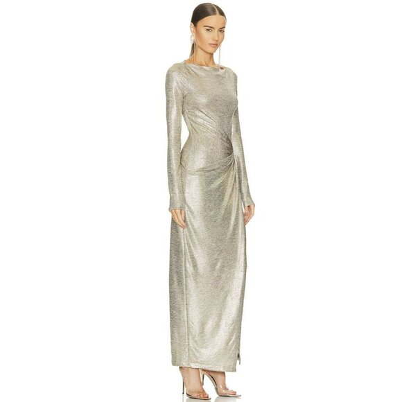 Revolve $280 Significant Other Chloe Gold Maxi Dress Formal Cut out Sz 10 NWT - Picture 3 of 12